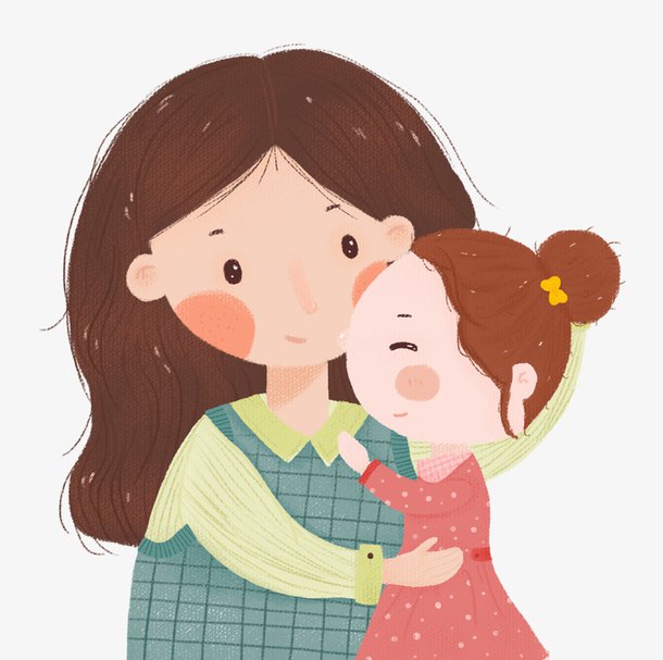 妈妈和女儿的手绘头像
